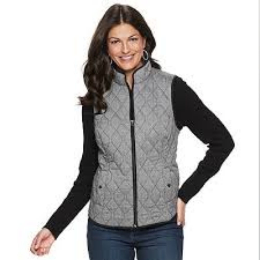 Croft & Barrow Quilted Woven Lined Vest,v2X
